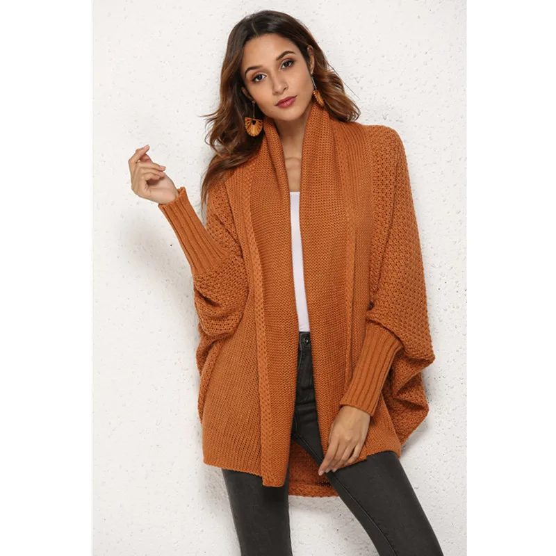 

2022 New Winter Cardigan for Women Kimono Batwing Sleeve Cable Knitted Slouchy Oversized Wrap Open Front Sweater Casual Outwear