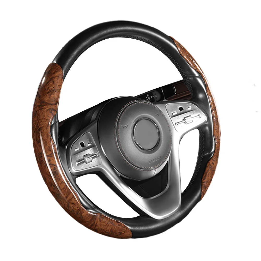 

2pcs/Set Universal Car Steering Wheel Booster Cover Peach Wood NonSlip Handle Cover Car Interior Accessories