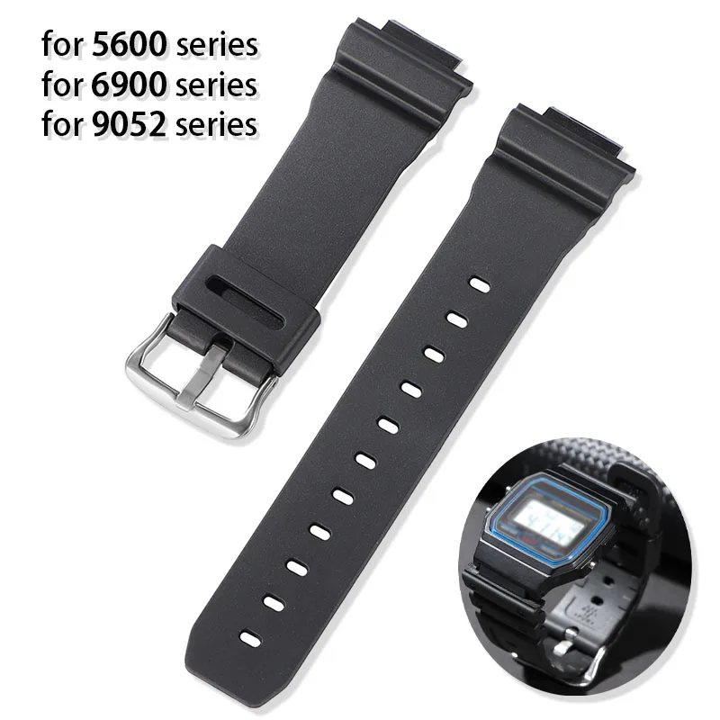 Фото Резиновый ремешок 16 мм для Casio G-shock GW M5610 DW 5600 6900 9052 Series, силиконовый ремешок для часов, спортивный водонепроницаемый браслет из ТПУ-смолы №1