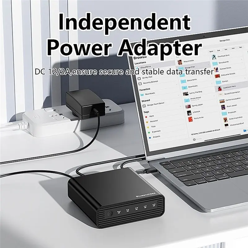 Фото Внешний корпус для SSD-накопителей A24U BLUEENDLESS USB4 40Gbps M.2 NVMe, 4 слота, 32 ТБ, алюминиевая док-станция для Mac и Windows №2