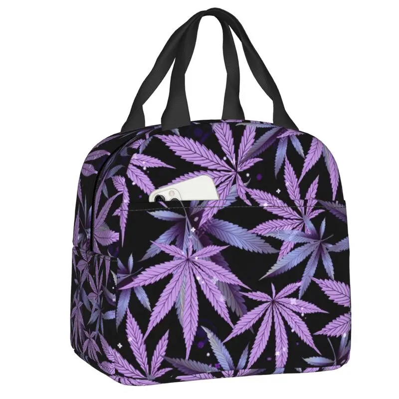 

Custom Purple Pastel OG Kush Dream Haze Cannabis Leaves Lunch Bag Women Cooler Warm Insulated Lunch Boxes for School Children