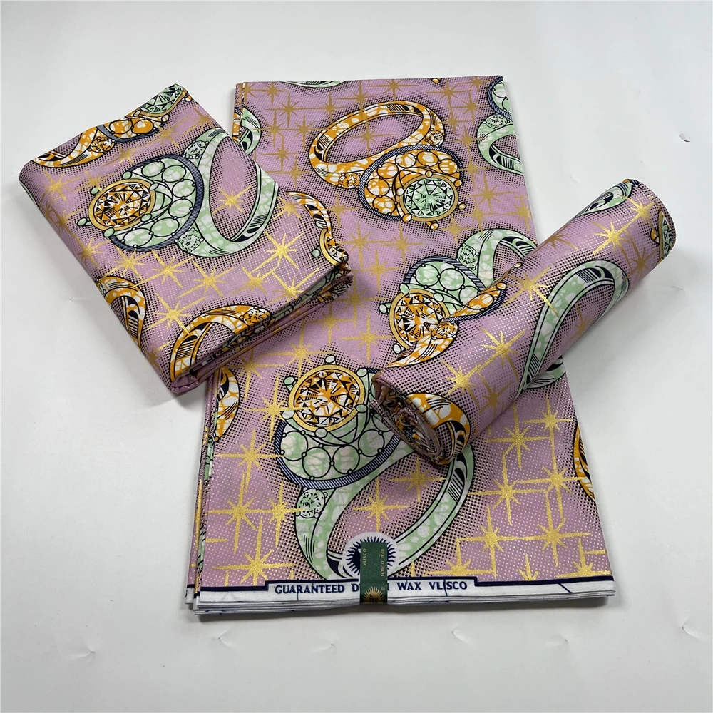 

African Gold Wax Fabric 100% Cotton High Quality Nigeria Fabric Wax Print Ankara Wax For Sewing 6 Yards Women Fabric VL-135