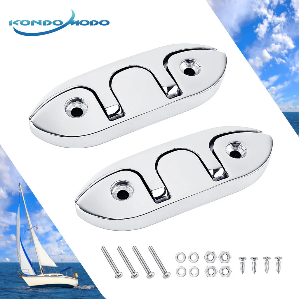 

2PCS 120mm Stainless Steel 316 Boat Flip Up Folding Pull Up Cleat Dock Deck marine hardware Line Rope mooring Cleat Accessories