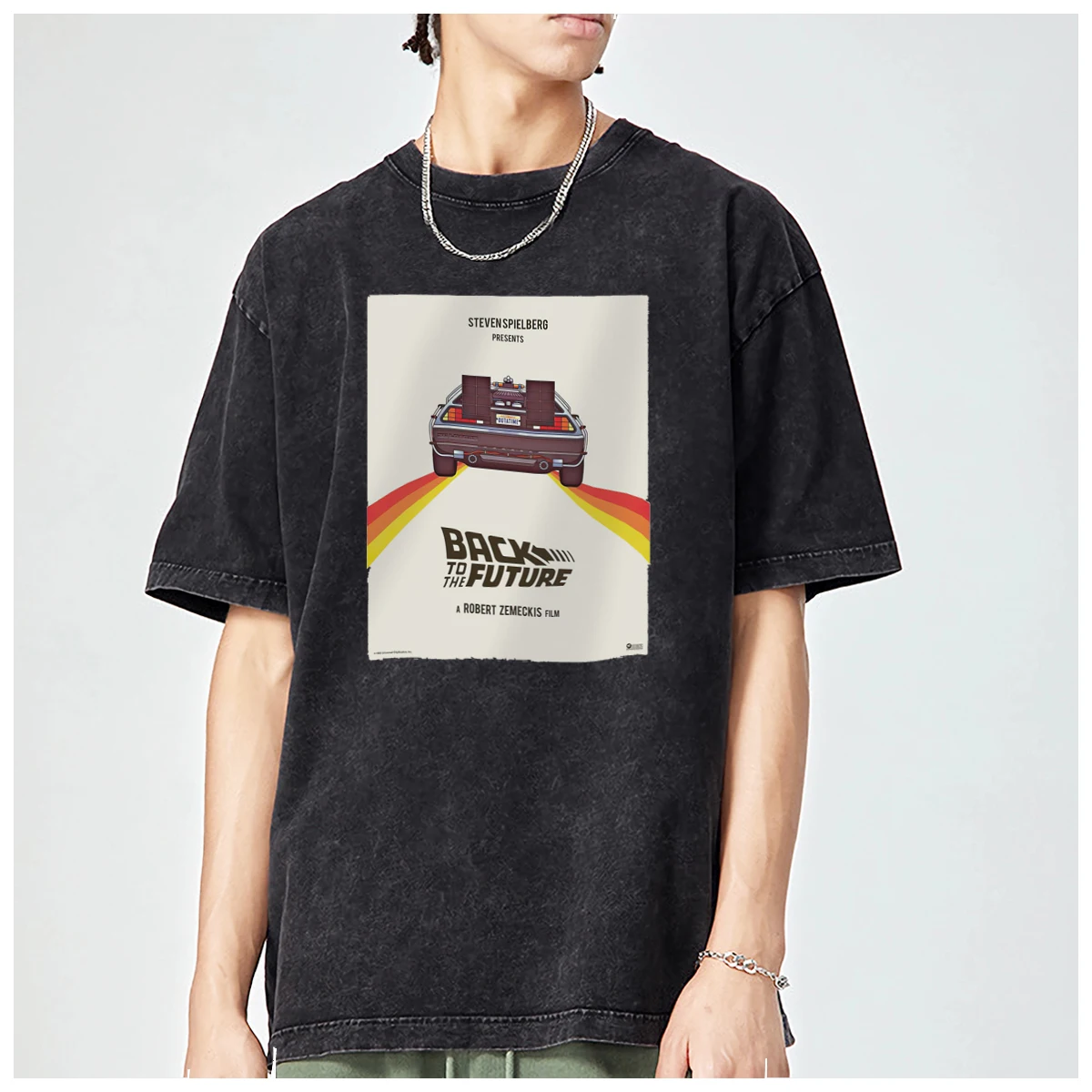 Футболки большого размера Назад в будущее DeLorean Time Travel Hoverboard для мужчин и женщин
