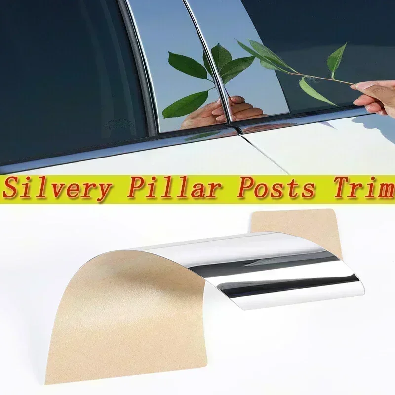 

6Pcs Car Pillar Posts Cover Trims Silvery Fit For SsangYong Rexton 2002-2017 Auto Exterior Door Window Column Panel Stickers