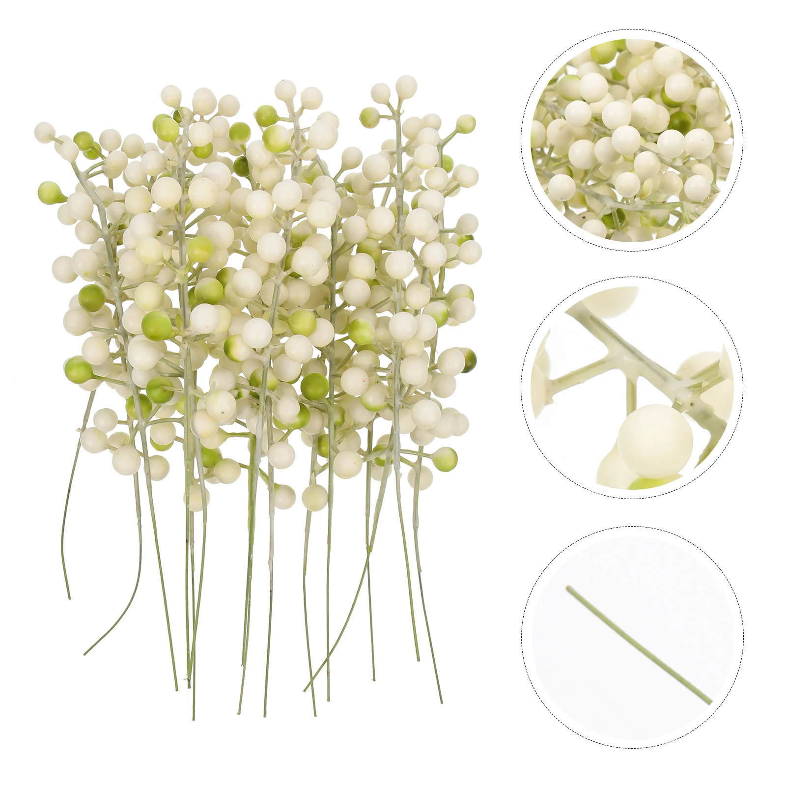 

Berry Christmas Picks Holly Stems Artificial Berries Fake Tree White Stem Twigs Faux Burgundy Cream Realistic Bouquet Branches