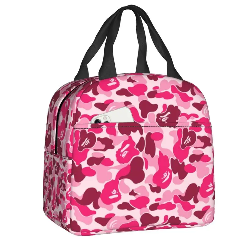 

Pink Camo Camouflage Lunch Box for Women Waterproof Cooler Thermal Food Insulated Lunch Bag Kids School Picnic Tote Bags