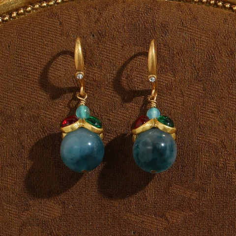 LOVE GREEN LIVE GREEN Винтажные синие стеклянные серьги