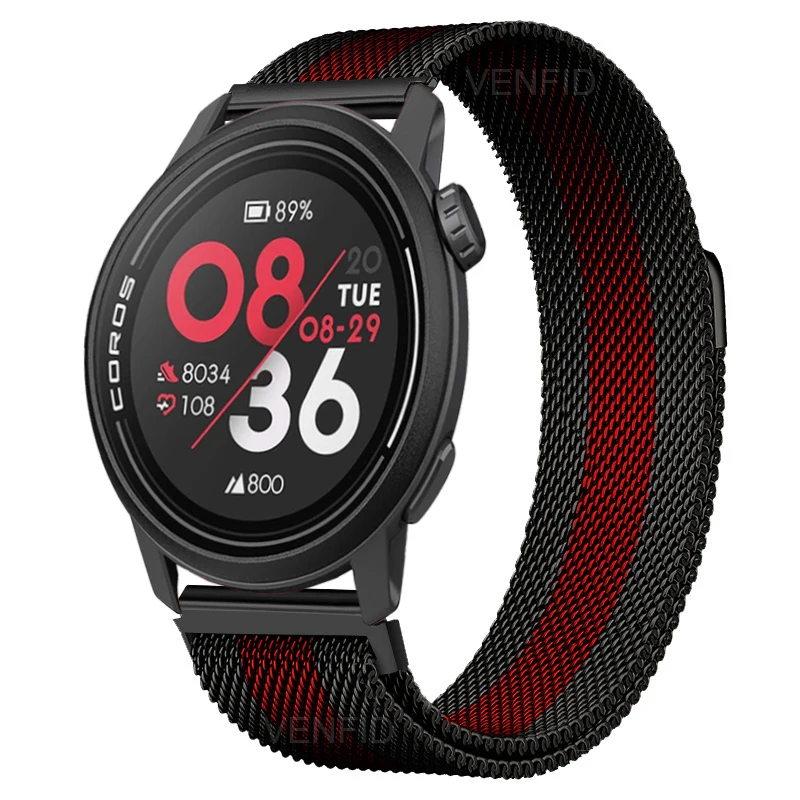 Магнитный сетчатый ремешок 22 мм для TicWatch Pro 3 Ultra GPS LTE мягкий из нержавеющей стали