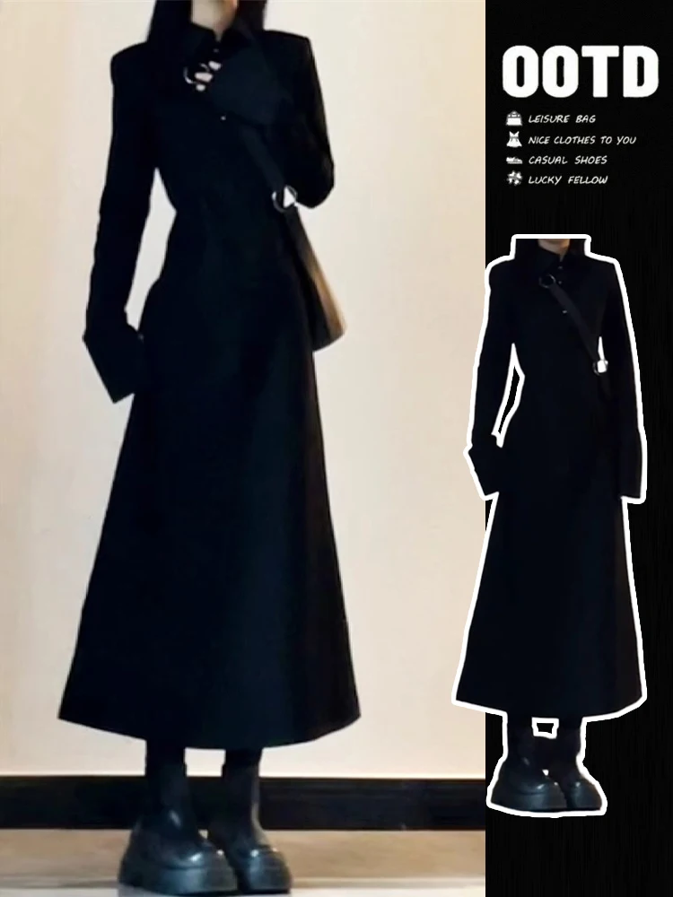 French sle Hepburn Sle Black Long sleeve One piece Dress Women clothing 2024 New Early Autumn Korean Series Wear Long dre...