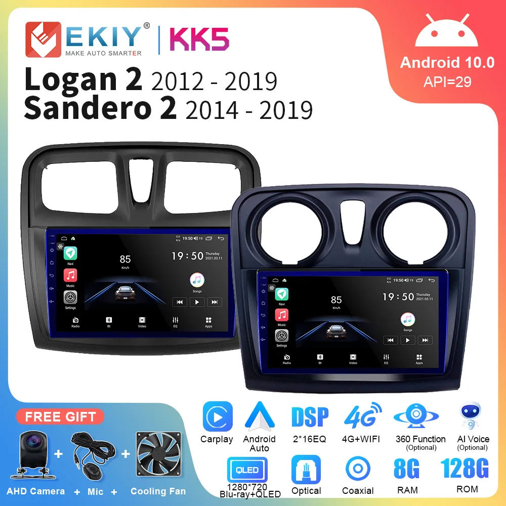 EKIY KK5 для Renault Logan 2 2012-2019 Sandero 2014-2019 Android автомобильное радио стерео автомобильный
