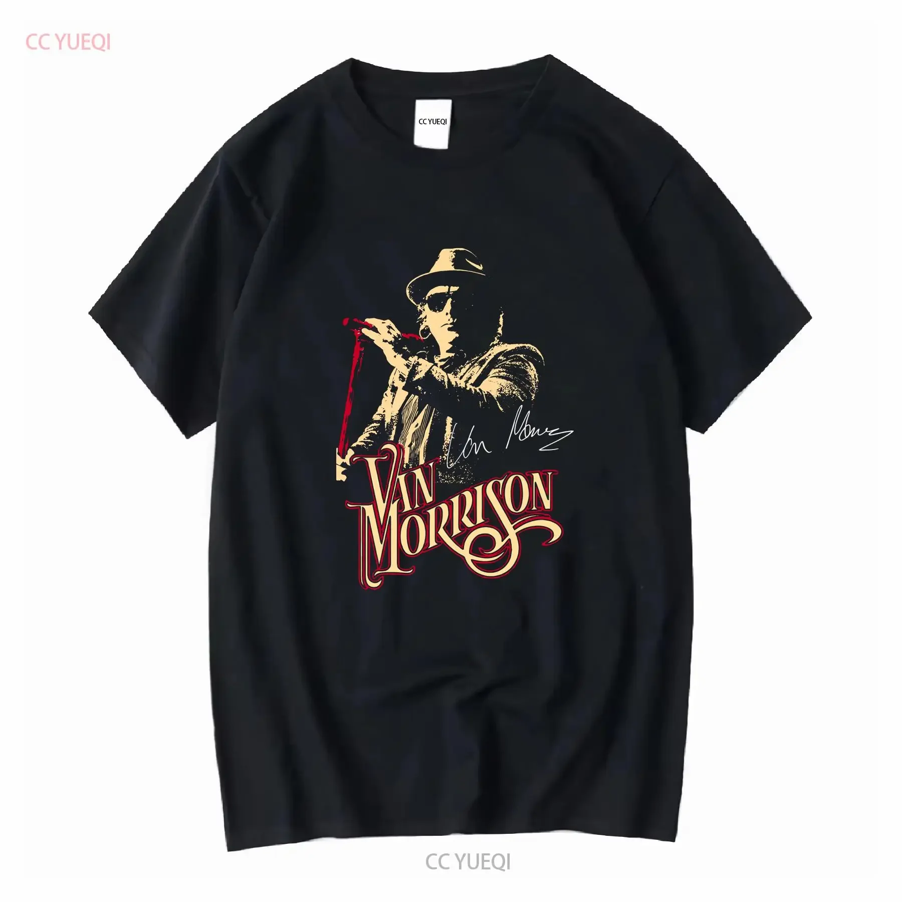 Фото Van Morrison Music Star Heavy Cotton Черная футболка всех размеров C2403 винтажный стираный топ с длинными рукавами для повседневного ношения, растянутый №1