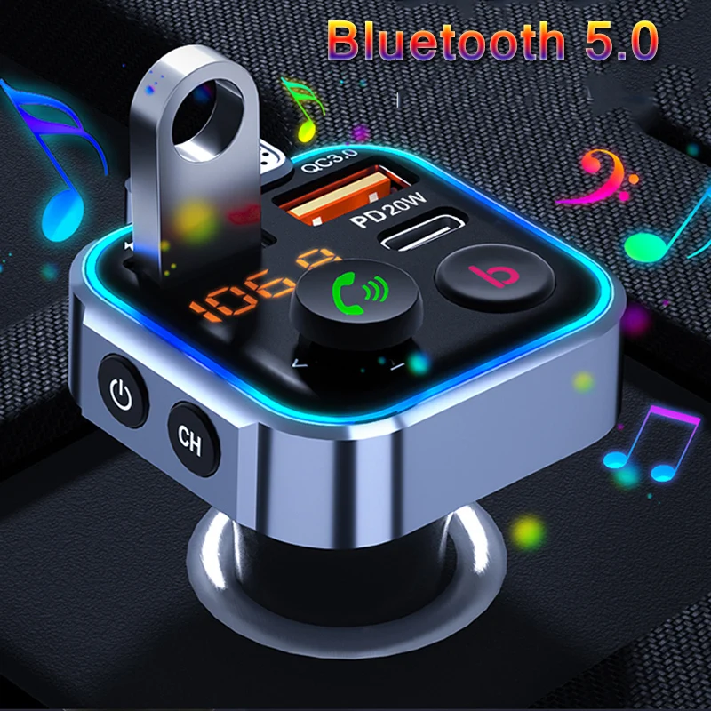 

FM-трансмиттер автомобильный с поддержкой Bluetooth 5,0 и 2 USB-портами
