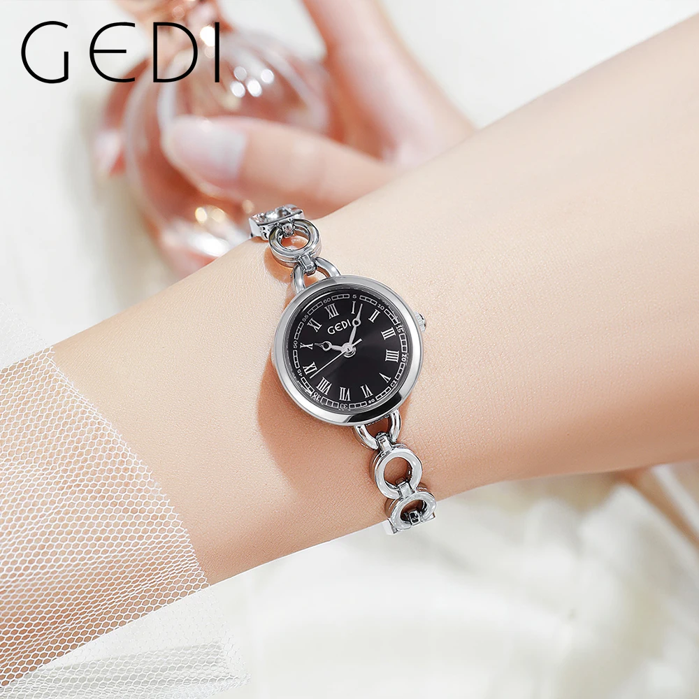 GEDI Fashion 23mm Ultra-thin Women Bracelet Watches Waterproof Roman Dial Female Watch Casual Ladies Quartz Clock Gift for Girls