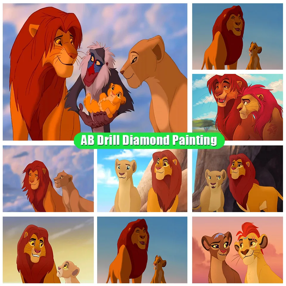 

Набор для алмазной живописи Disney 5D Ab, мозаика с изображением Льва, короля, Симбы, вышивка стразы, круглое искусство, ремесло, домашний декор ...
