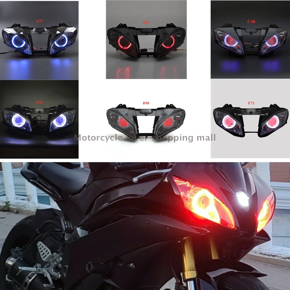 

Motorcycle Headlight Custom HID Projector Headlight Assembly Angel Demon Eyes Head Lamp For Yamaha YZF R6 2006 2007