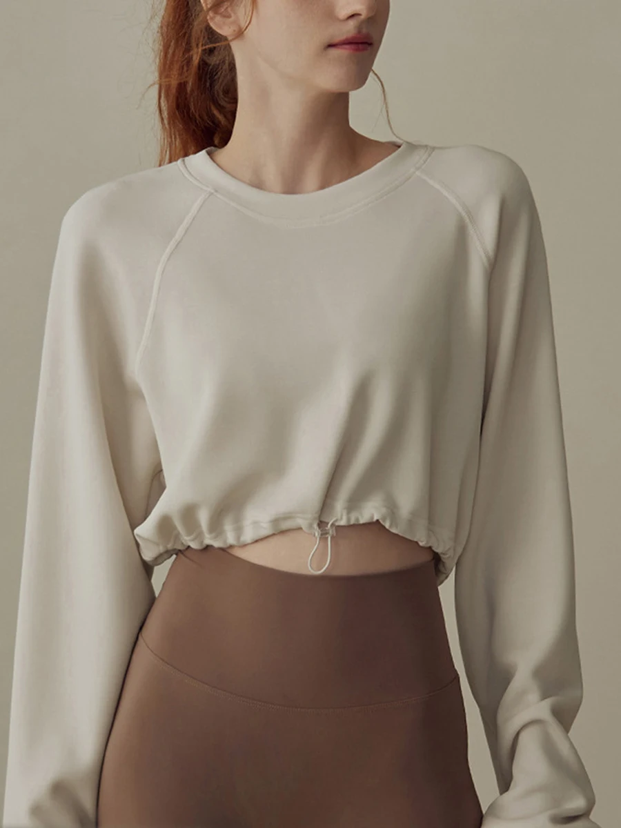 

Толстовка Женская с длинным рукавом, повседневный облегающий пуловер, неоново-зеленый свитшот с круглым вырезом, однотонная кофта в стиле Харадзюку, топы с капюшоном