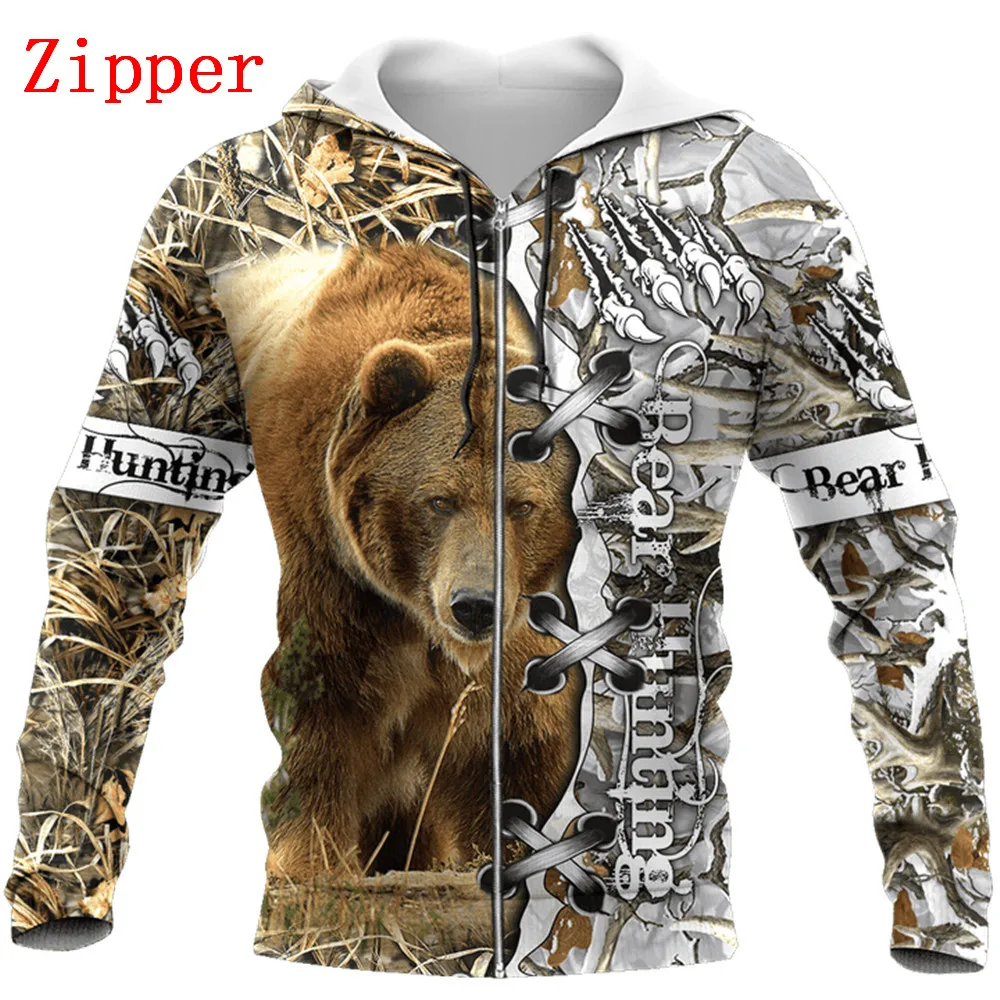 Охотничьи камуфляжные толстовки HX Bear модный жилет с 3D рисунком животных футболки