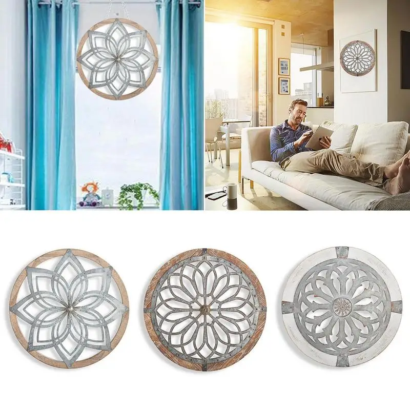 

Настенный декор для кухни, фермерский Декор для спальни, Настенный декор над кроватью, утолщенный деревенский настенный Декор, круглая Геометрическая Настенная картина для квартиры