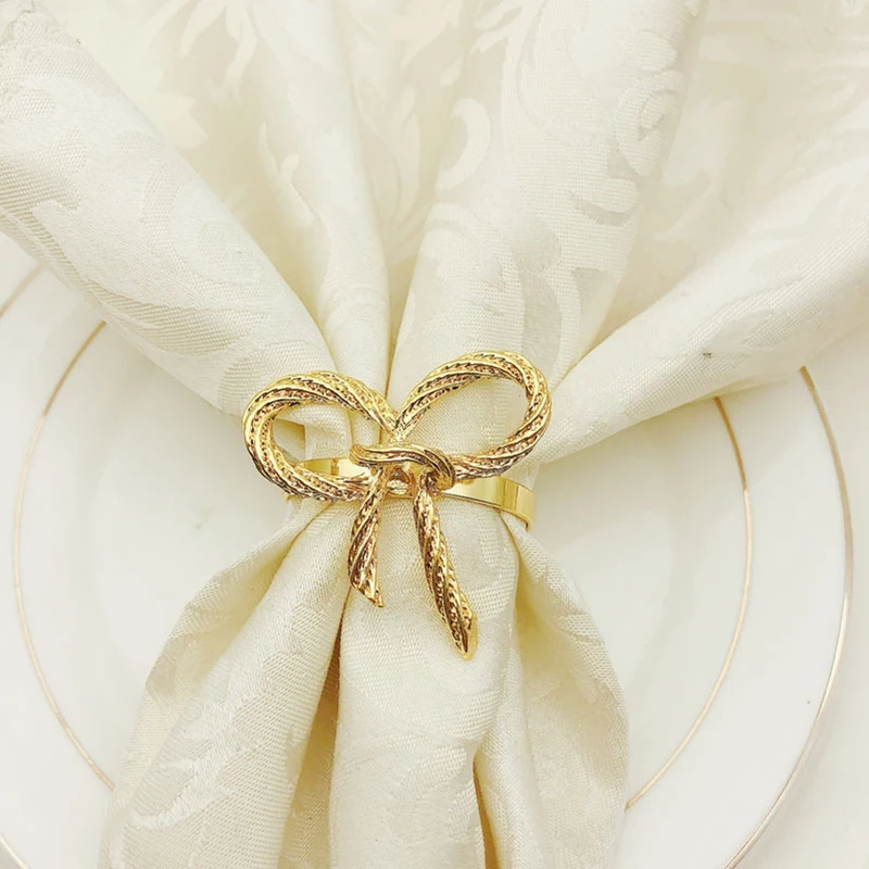 

12 шт. простого Золотого кольца для салфеток с бабочкой, галстуком-бабочкой, пряжкой для салфеток, тканевое кольцо для отелей, ресторанов, Женское кольцо