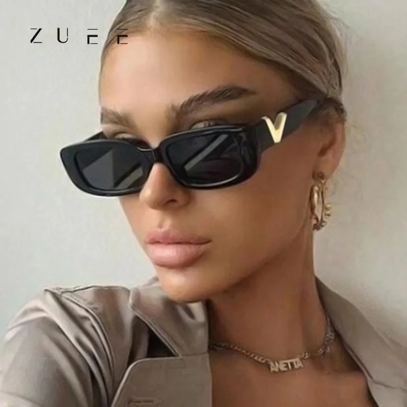 

ZUEE Retro Rectangle Sunglasses Women Brand Designer Vintage Small Frame Sun Glasses Ladies Classic Black Square Oculos De Sol