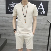 2022chinese style mens clothing summer suit ancient style han chinese clothing linentt shirt retro tang suit cotton and linen c