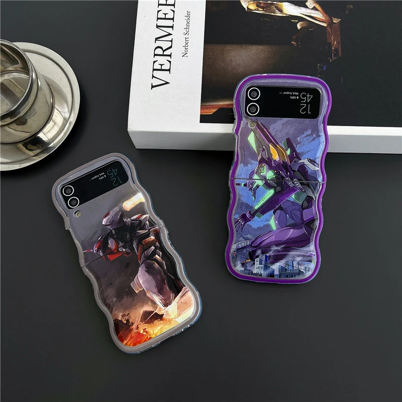 

Anime Neon Genesis Evangelion EVA Crayon Shin-Chan Cute Korean For Samsung Galaxy Z Flip 3 4 5 Cover Phone Wave Case Toy Gift
