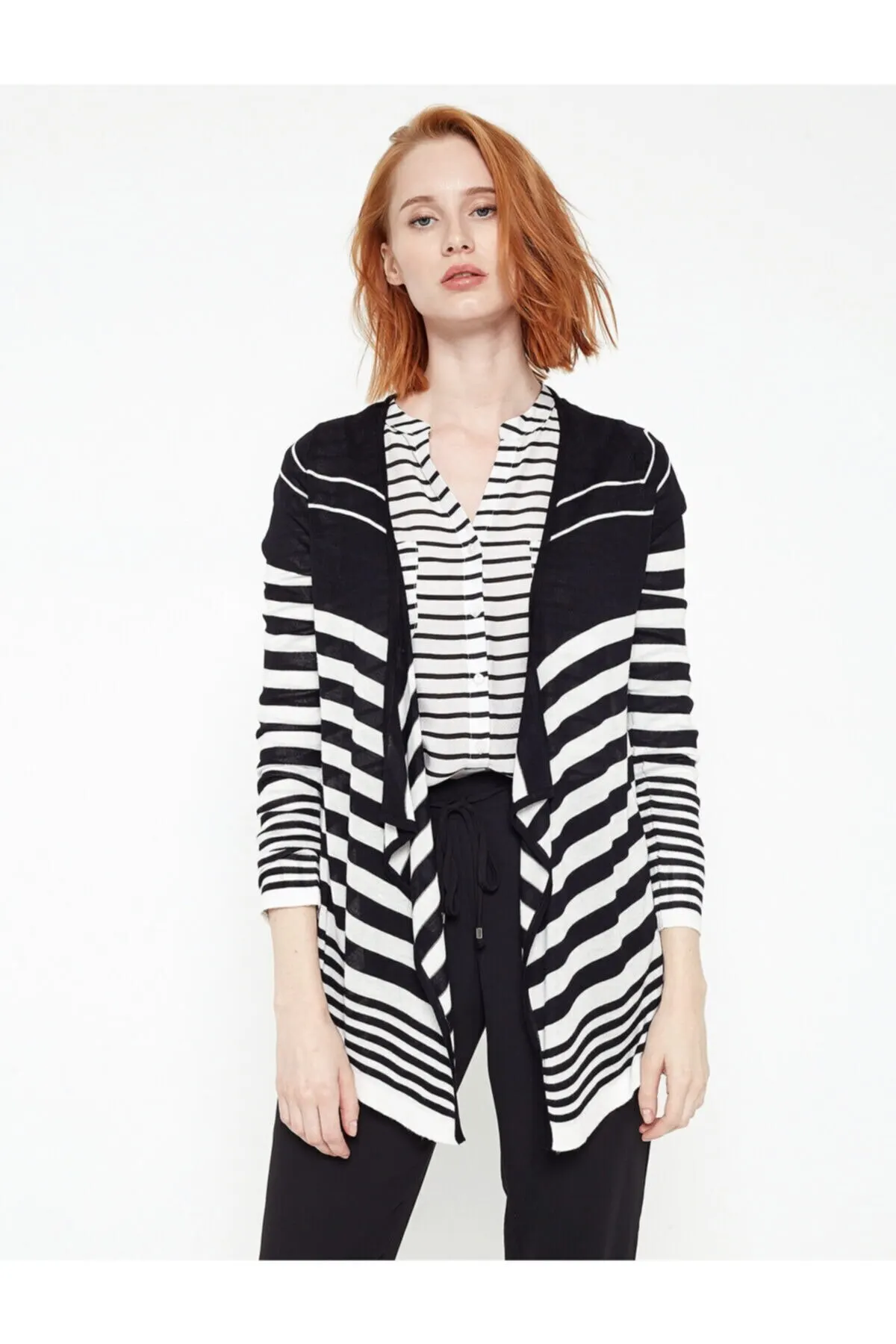 

Женский кардиган в полоску, спортивная одежда, повседневный трикотажный кардиган высокого качества, свободный свитер, свитер, джемпер