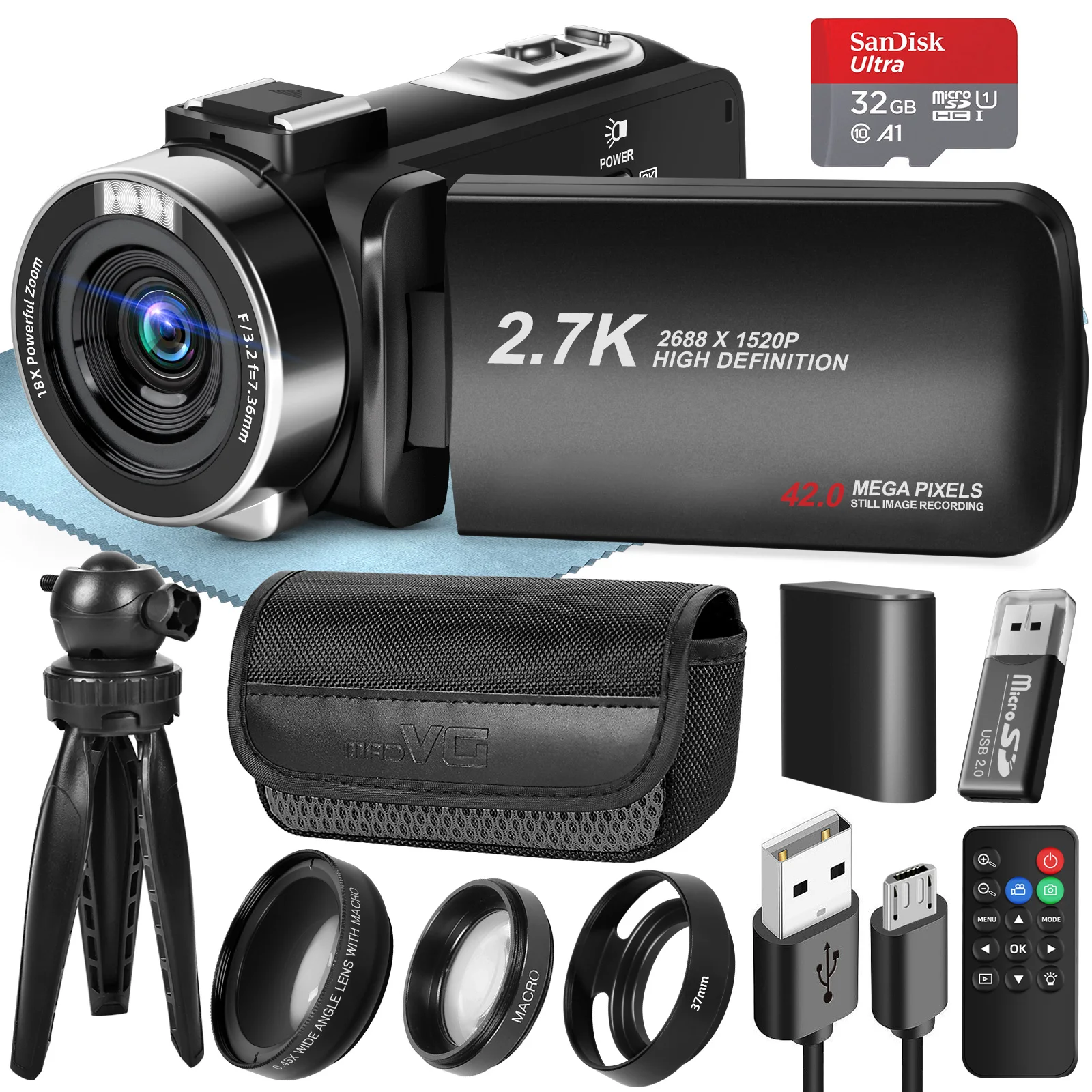 

G-Anica Video Camera42MP for 3.0inch Flip Screen Camcorder with Remote Control 18XDigital Camera Vlogging Camera