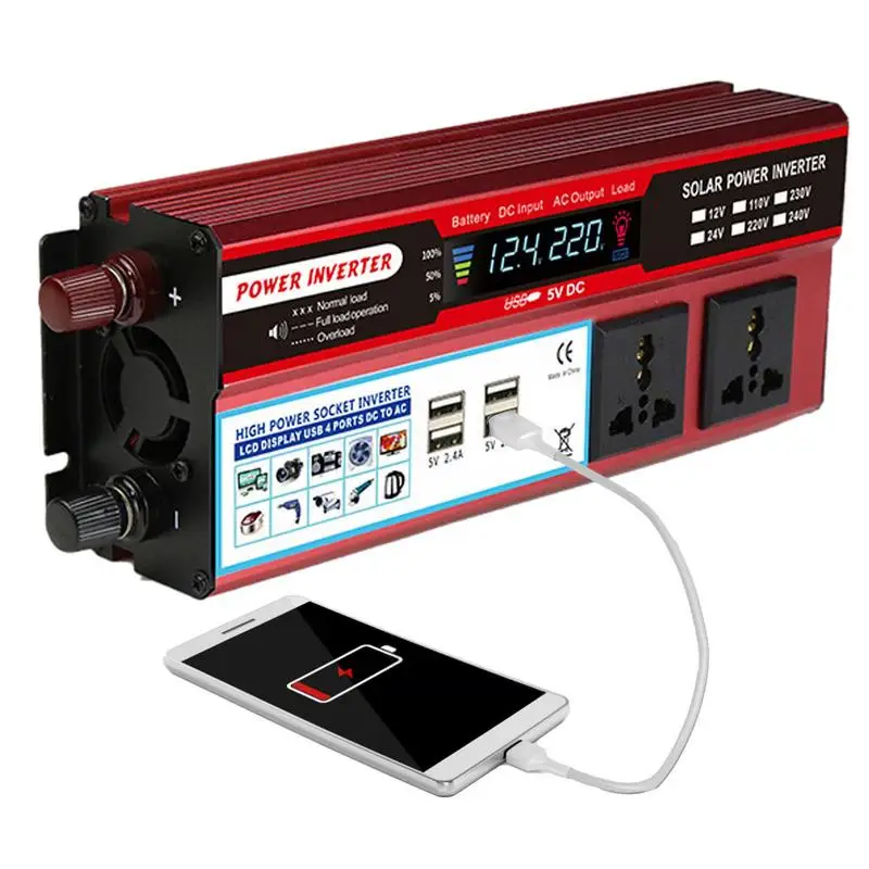 

Car Power Inverter 2000 Watt Power Inverters Car AC 100V-120V/AC 220-240V Converter With USB Ports Car Charger With Cooling Fan