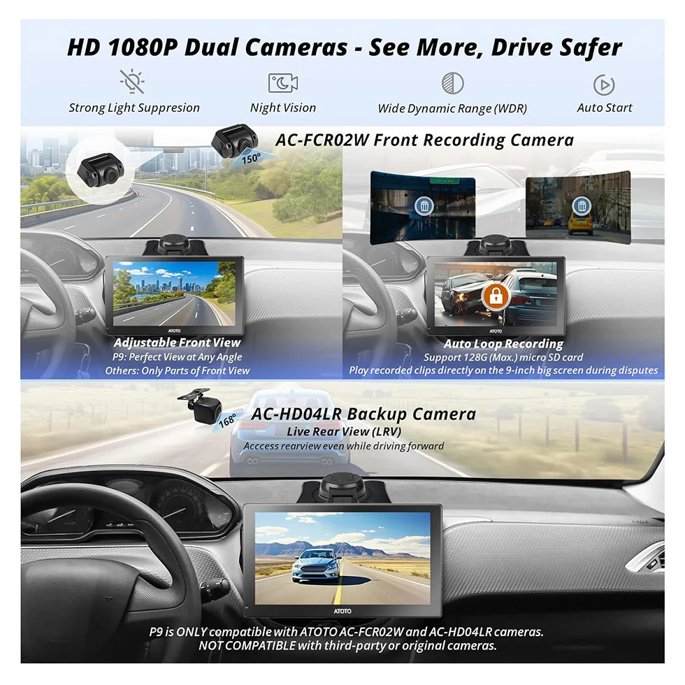 ATOTO Универсальный 9-дюймовый Android автомобильный радиоприемник мультимедийный