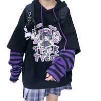 2022 new japanese casual cartoon long sleeve anime hoodies women hip hop autumn loose plus size vintage hooded sweatshirt