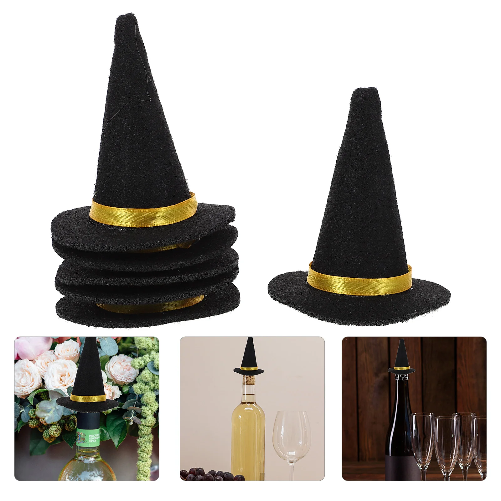 

Halloween Witch Hat Bottle Hats mini Decor Cover Small Sombrero Covers Party Doll For Miniature Cap Felt Table Decorations
