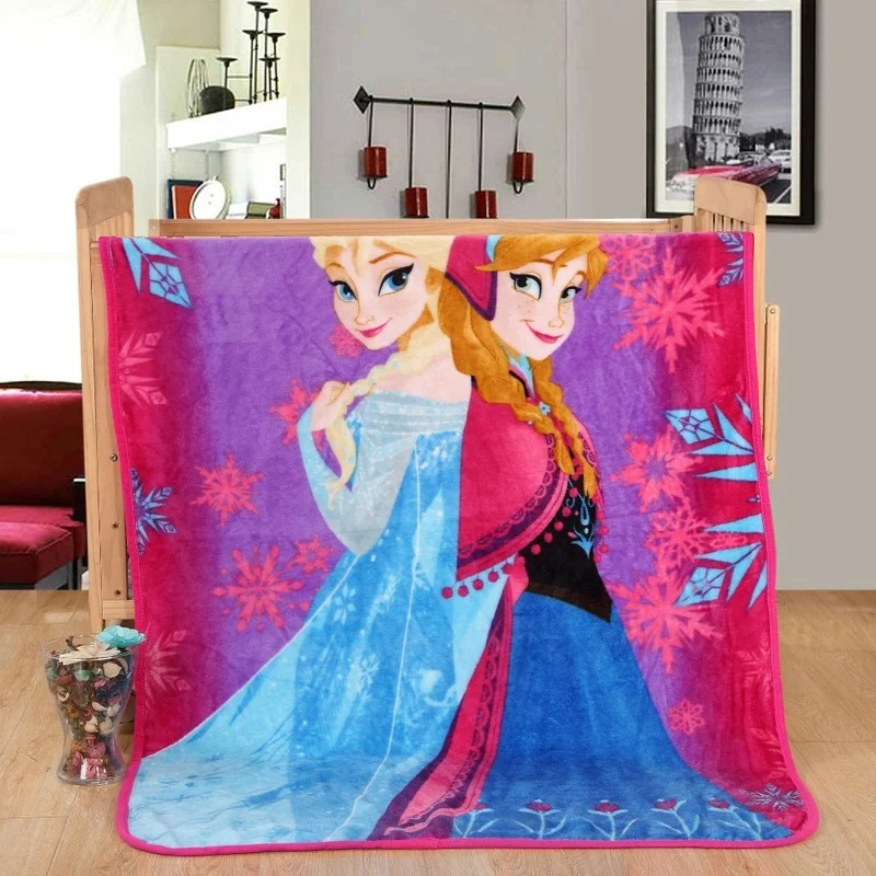 Disney Frozen Elsa Anna Princess Lightweight Plush Queen Size Blankets on Bed Sofa Plane Flatsheet Bedding Dropshipping