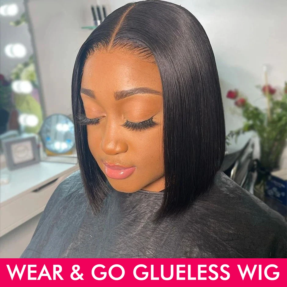 Wear And Go Bob Wigs For Women Human Hair Straight Glueless Wig Ready To Go Human Hair Wigs Pre Cut Lace Air Wig Sale