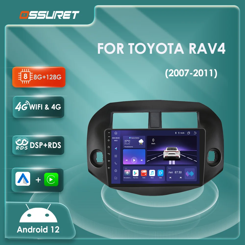 

Android 12 Car radio 4G dsp Carplay For Toyota RAV4 2007-2011 Multimedia Video player GPS Stereo Navi Autoradio 2din Head Unit