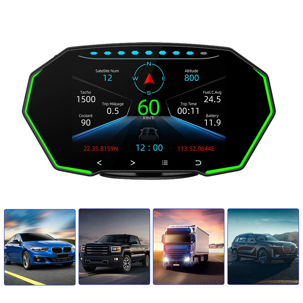 

Новейший Цифровой Автомобильный спидометр, одометр OBD2 + GPS HUD воды и масла, температурный оборот, сигнализация безопасности, гаджеты Inteligentes