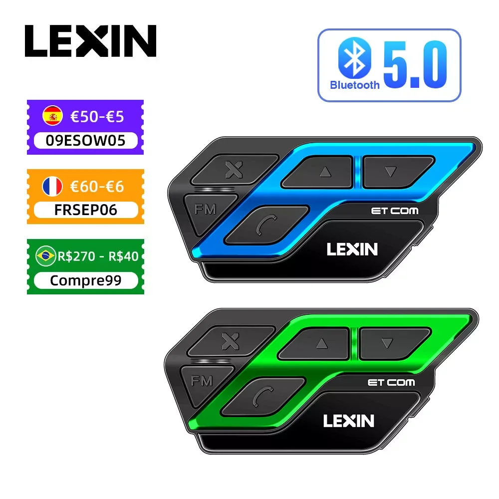 

Гарнитура LEXIN ET COM мотоциклетная для шлема, Bluetooth 5,0, 2 шт.
