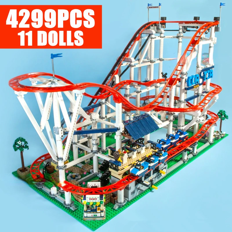 

4619PCS With 11 MINI Figures And Motor Fairground Big Roller Coaster Building Blocks Bricks Toys Kids Christmas Gift 18003 15039