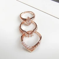 european and american fashion light luxury womens ring exquisite luxury diamond wedding ring three piece set of womens jewelry