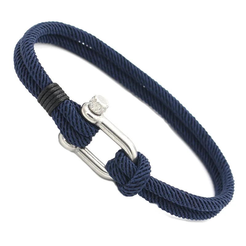 MKENDN мужской черный браслет из нержавеющей стали U-образной формы для выживания на