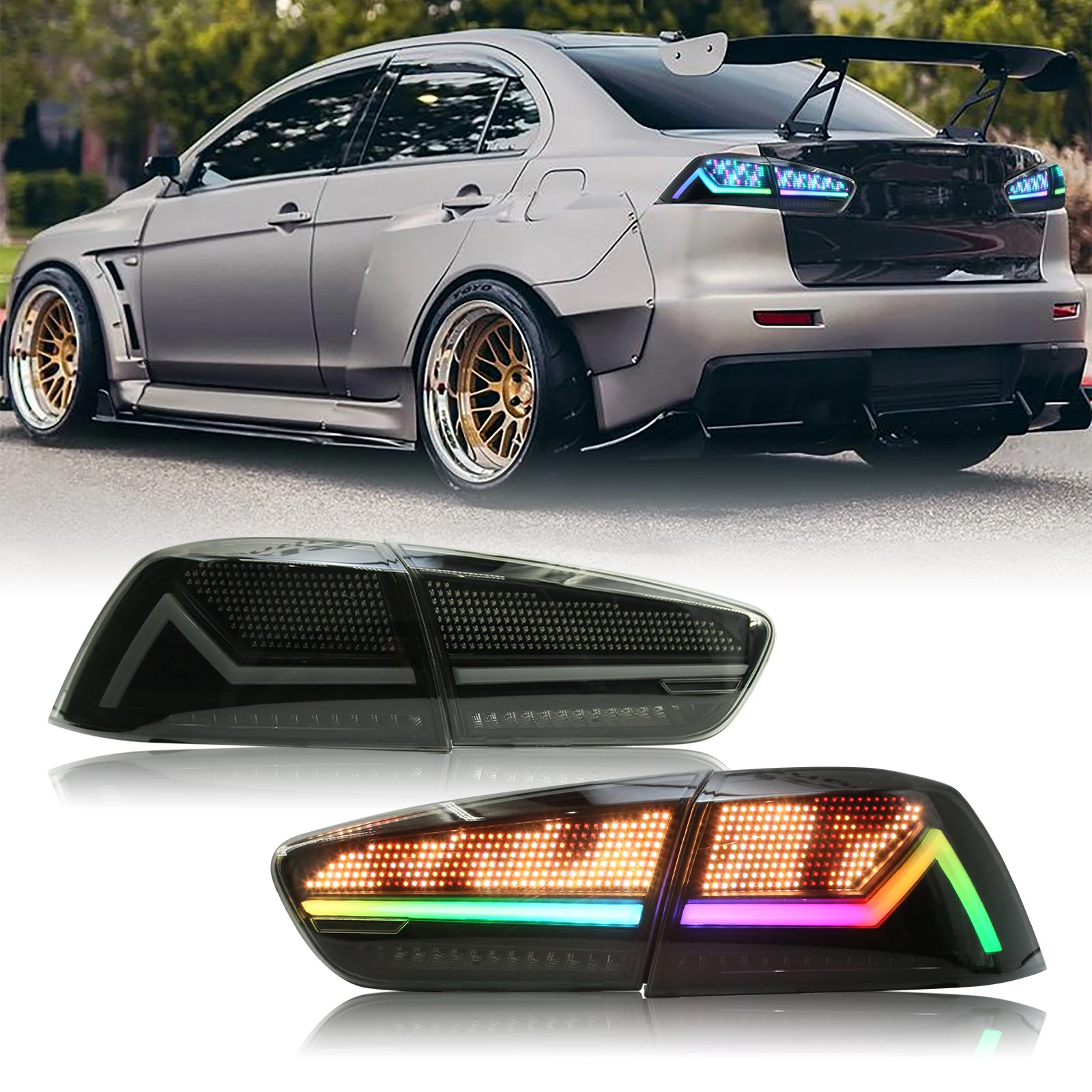 DK Motion светодиодные задние фонари RGB для Nissan Mitsubishi Lancer 2008-2018 EX EVO динамические