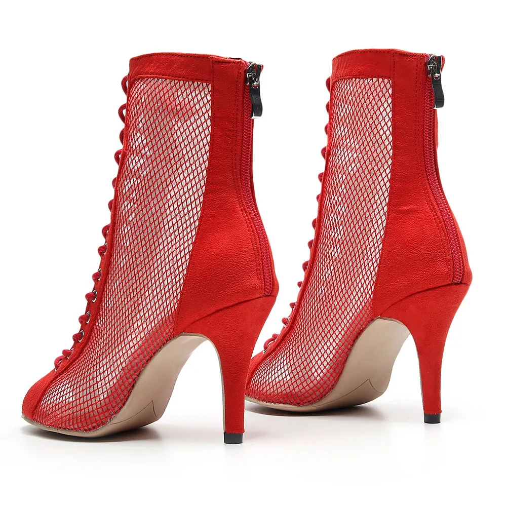 HROYL Woman Shoes Girls Latin Dance Shoes for Women Ladies Ballroom Modern Tango Dancing Shoes Rhinestone Salsa Sandal High Boot