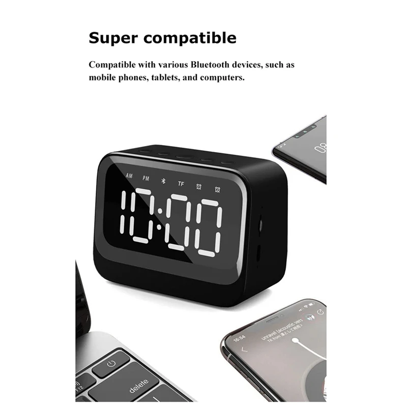 Мини-часы Bluetooth-динамик портативный двойной будильник звуковая панель
