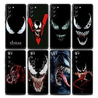 phone case for samsung galaxy s7 s8 s9 s10e s21 s20 fe plus ultra 5g soft case funda cover marvel venom spiderman horro face