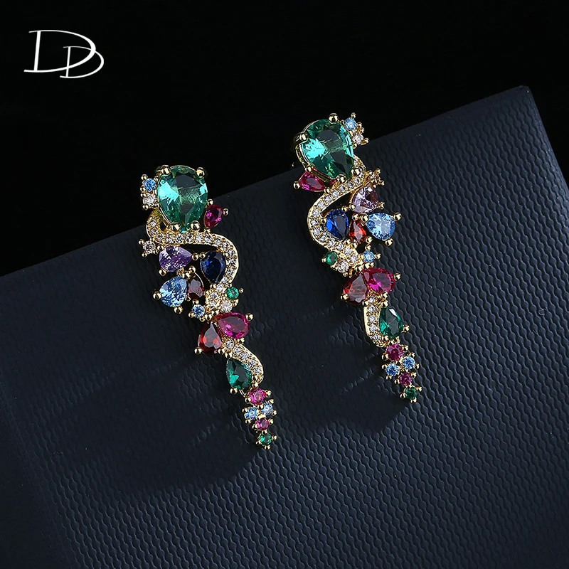 

Женские винтажные Разноцветные серьги-подвески DODO, свадебная повязка, висячие серьги с цветами, блестящие ювелирные изделия для помолвки и ...