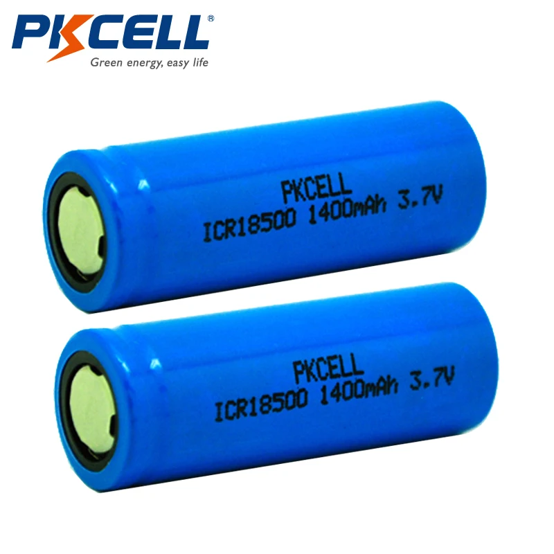 

2Pcs/lot PKCELL ICR 18500 Battery 3.7V 1400mAh Rechargeable Battery 18500 Bateria Recarregavel Lithium li-ion Batteies Baterias