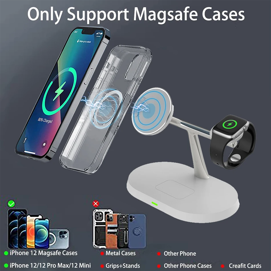 40 Вт для беспроводного зарядного устройства MagSafe 3-в-1 Apple Watch AirPods зарядная станция