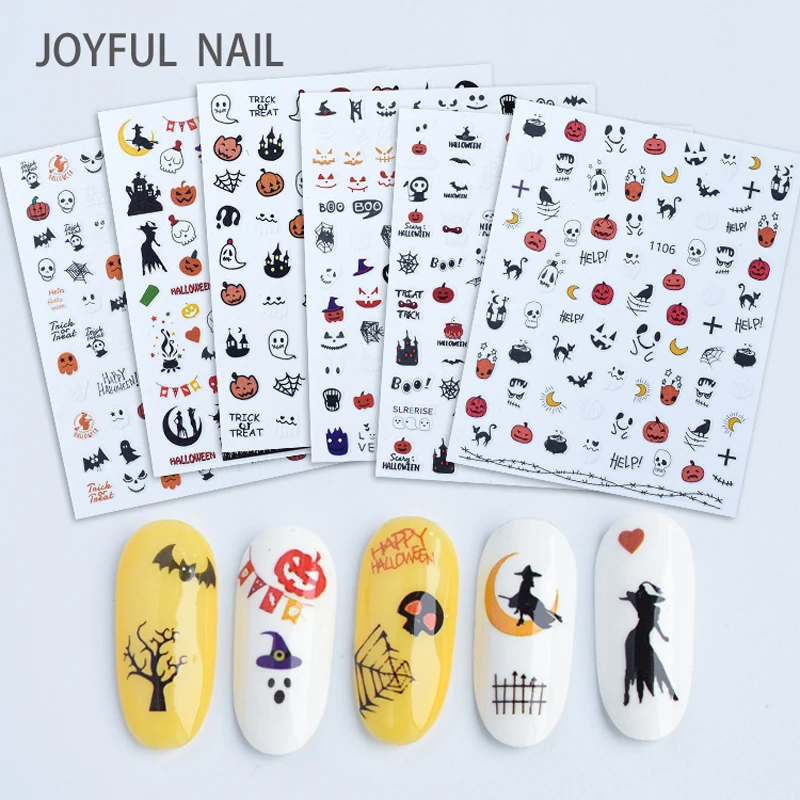 

Halloween Pumpkin Head Nail Stickers 3D Scary Clown Nail Art Decoration Nail Slider Santa Claus Nail Art Stickers Nail Decals