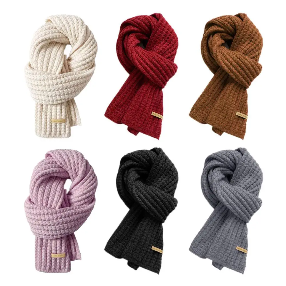 Корейский зимний утолщенный термовязаный шарф для женщин и мужчин зимняя